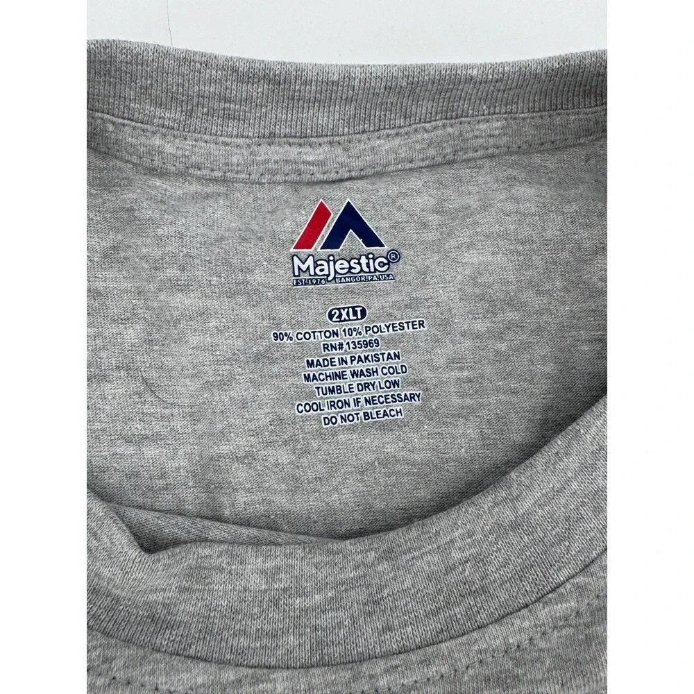 Majestic‎ Shirt Mens 2XLT Gray Cotton Chicago Cubs 2016 World Series Champs MLB